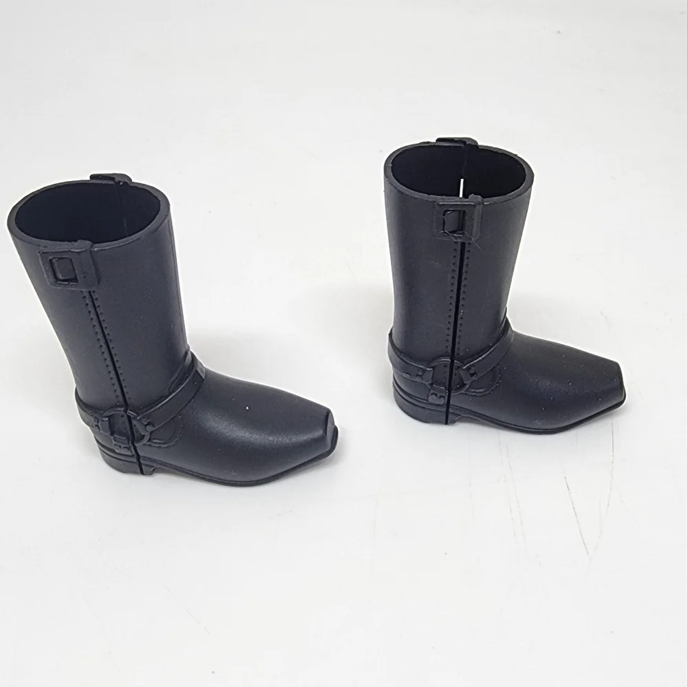 BARBIE DOLL SHOES - PAIR of KEN MOTORCYCLE RIDING Harley Boy BLACK SNAP BOOTS - Picture 2 of 5